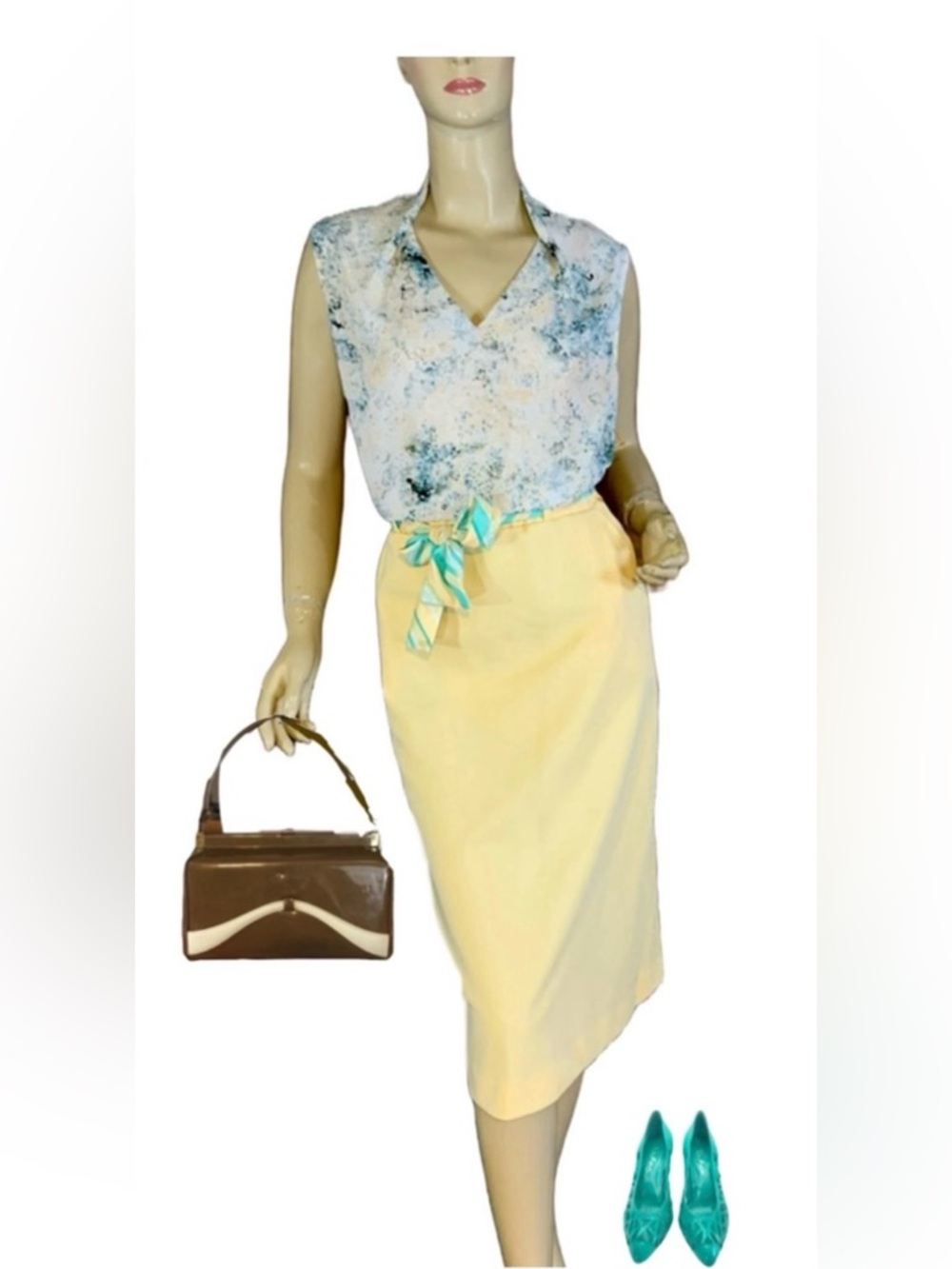 VIOLET & CLAIRE CREAM, TEAL PULL OVER SLEEVELESS TUNIC (1X)